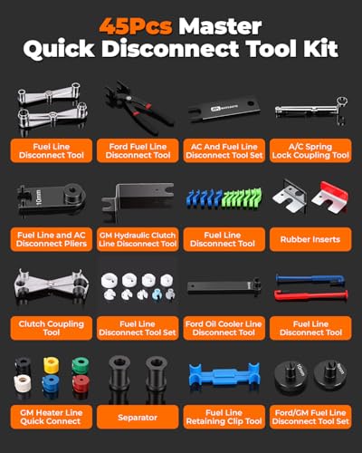 45pcs Fuel Line Disconnect Tool Set | AC Line Disconnect Tool Set, For Auto A/C Fuel & Transmission Systems, Fuel Line Removal and Separator Tool