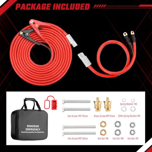Jumper Cables, 30 feet 1 Gauge 1000Amp, Heavy Duty Booster Battery Cables with Permanent Installation kit and Quick Connect Plug for 12V & 24V Cars, SUV, Trucks, Diesel Trucks - size: 1 Gauge 30 Feet