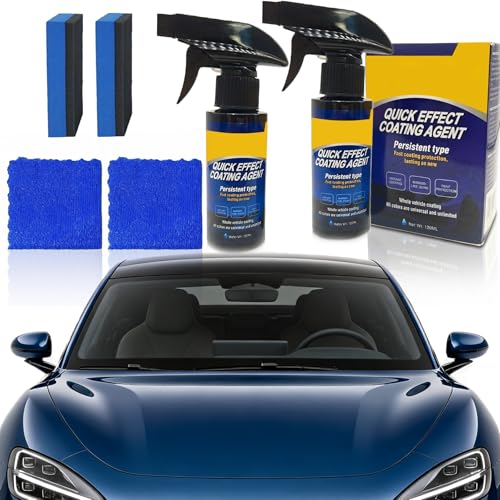 2Pack Quick Effect Coating Agent for Car, Quick Effect Coating Agent,Waterless Wash & Polish,Car Coating Spray for Shine & Protection,Quick Acting Paint Protection & Glass Cleaner(120ml+Brush+Towel)*2 - color: 2Pcs Quick Effect Coating Agent