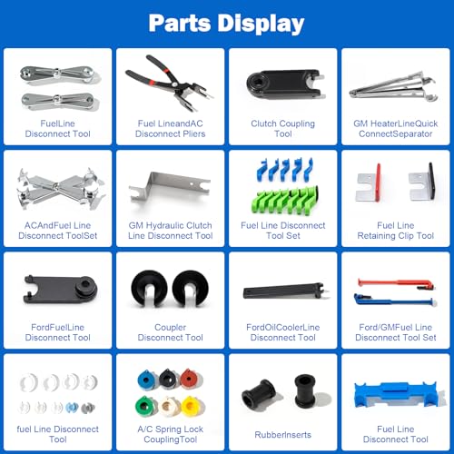 45-Piece Master Quick Disconnect Tool Set, Fuel Line Disconnect Tool Kit Automotive Fuel Line Removal Kit for A/C Fuel and Transmission Systems, Compatible with GM Ford Chrysler