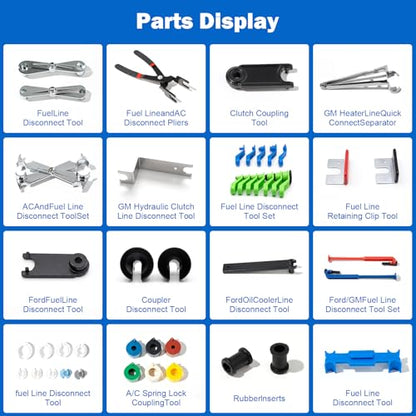 45-Piece Master Quick Disconnect Tool Set, Fuel Line Disconnect Tool Kit Automotive Fuel Line Removal Kit for A/C Fuel and Transmission Systems, Compatible with GM Ford Chrysler