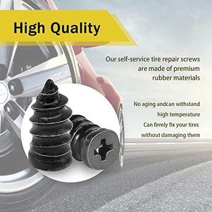 60PCS Tire Repair Rubber Nail, Vacuum Tire Repair Kits Spiral Rubber Nails, Tire Screw Plug Fast Tool Self Service Tire Repair Nail for car, Motorcycle, Truck, Tractor Tire Puncture Repair - color: 60Pcs