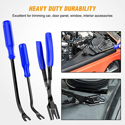 GOOACC 238Pcs Auto Trim Removal Tool and Push Pin Retainer Clip Set | Fastener Terminal Remover Tool Adhesive Cable Clips Panel Remover Kit Car Panel Radio Removal Auto Clip Pliers - color: 120Pcs Clips + 118 Remover Blue