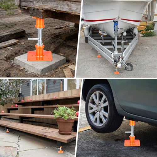 4PCS House Jacks for Leveling Crawlspace 5''-8''Adjustable Floor Support | for Stabilizing Stairs, Decks, Crawlspaces, Uneven Floors,10000 lbs Load Capacity Orange - size: 5''-8''