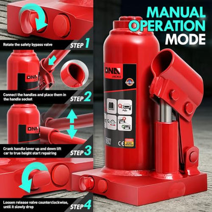 DNA Motoring 2 tons / 4000 lbs Lifting Automotive Welded Hydraulic Bottle Jackfor Sedans Repair, with Manual Handle & Carrying Storage Case, Red - color: red, style: 2 ton