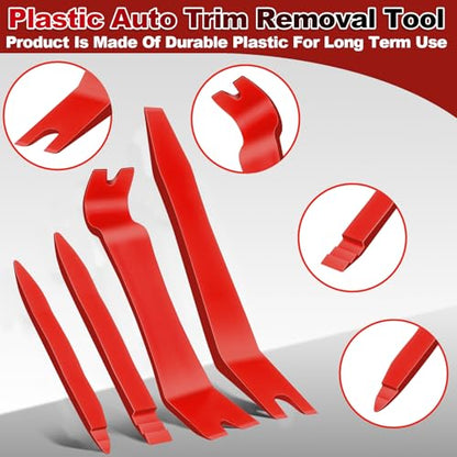 Keze 7 Pcs Auto Trim Removal Tool Kit for Car Panel Dashboard Door Clips and Upholstery with Plastic Pry Tool & Clip Pliers – No Scratch Design Professional Automotive Repair Tools Set, Red - color: Red-Auto Trim Removal Pry Tool