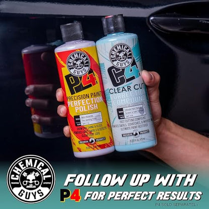 Chemical Guys C4 Clear Cut Correction Compound - Professional Paint Correction Polish for Cars, Trucks, SUVs, and RVs - Swirl, Hologram and Scratch Remover for a Smooth, Glossy Finish, 16 fl oz - style: C4 Correction Compound