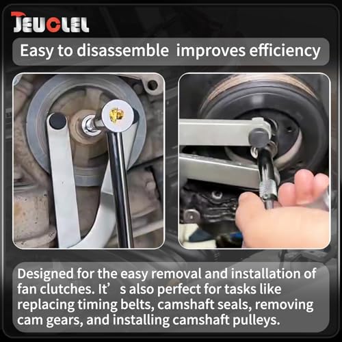 11PC Universal Camshaft Pulley Holder & Fan Clutch Removal Tool Set | Adjustable Sprocket Holding Wrench, Pins, Timing Belt, Cam Gear, Pulley Service, Automotive Alignment Repair Tool Kit