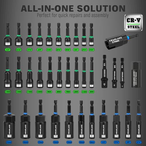 74-Piece Magnetic Nut Driver Set for Impact Drill Metric & SAE, Impact Socket Adapter, Power Bits with Magnetic Holder, Wing Nut Driver, Universal Socket, 1/4'' Quick-change Bit Extension - style: Multi-Use Kit