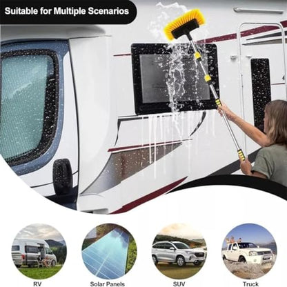 62" Car Wash Brush with Long Handle Soft Bristle Car Cleaning Brush for Washing Exterior Car Washing Brush with Water Hose Attachment for Truck, RV, SUV, Boat Cleaning