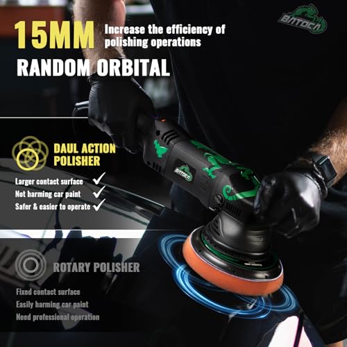 BATOCA 6 Dual Action Random Orbital Car Polisher, 700W Automotive Paint Buffer Kit, 6 Variable Speeds DA Buffer for Car Detailing, with Foam Pads for Waxing,Buffing,Sanding,Polishing