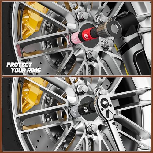 1/2" Drive Flip Lug Nut Socket 21mm x 21.5mm, Double Ended Thin Wall Impact Flip Socket for Lug Nut Removal, Dual Size Wheel Nut Socket Tool, 1Pc - size: 21mm x 21.5mm, 1pcs