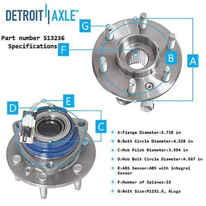 Detroit Axle - 2pc Front or Rear Wheel Bearing and Hub Assembly for 2006-2009 Chevrolet Uplander Pontiac Montana 2006-2007 Buick Terraza Saturn Relay [6 Lugs w/ABS] - style: 513236 x2/Pair