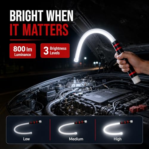 Bendable LED Flashlight Stick, Bendable Work Light with 3 Brightness Levels for Mechanic Car Repairs Under Hood Garage Inspection (2 pcs) - color: 2 pcs