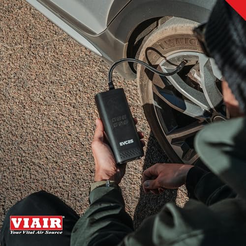 Viair Every Vehicle Carry EVC25 - rechargeable, portable compressor - LED gauge w/preset - Tire Inflator ideal for compact & mid-size cars, LT trucks, E-bikes, motorcycles & Inflatables - style: EVC25