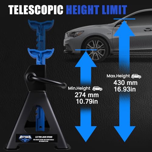 ANTPOWER 2.5 Ton Jack Stands 5,000 lb Capacity Car Lifting Stand 1 Pair (Not Suitable for SUV,Truck) Blue and Black (2.5T jackstand) - style: 2.5T jackstand