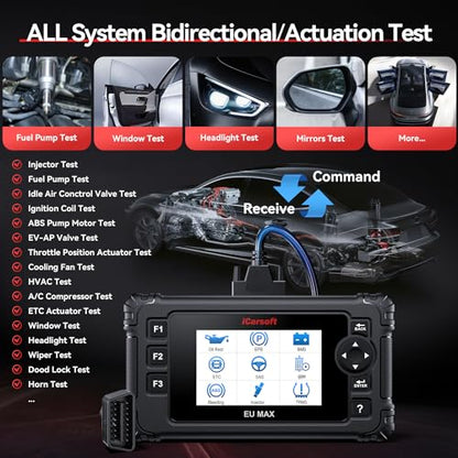 Bidirectional OBD2 Diagnostic Tool for BMW/Mini/Mercedes-Benz/Audi/Porsche/Volkswagen etc,2025 iCarsoft EU MAX Code Reader Scanner, All System, 44 Services - style: For European Cars