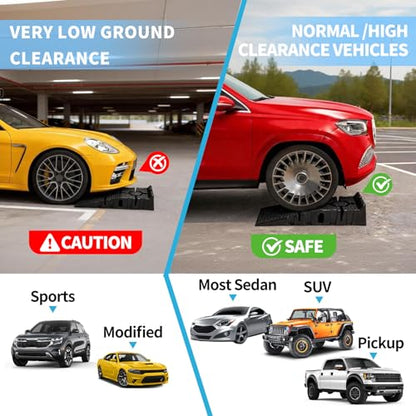 Portable Plastic Car Ramps - 6600Lbs Capacity Non-Slip Low Profile Car Ramps for Oil Changes,Vehicle Ramps for Tire Replacement & Chassis Maintenance-SUV/Pickup/Sedan,2-Pack.