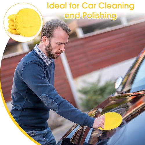 10 Pack Wax Applicator Pads Microfiber with Finger Pocket for Car Wax | 10-pack microfiber foam pads with finger pocket, Scratch-free waxing for cars & household, Machine washable & reusable - color: Yellow