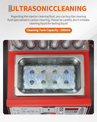 Garvee Fuel Injector Cleaner Tester 6-Cylinder 11 Test Modes 12V, Ultrasonic GDI Injector Cleaning Machine with Adjustable Pressure (0-10 bar), Pulse Width (0.1-25ms), Resistance Test, Digital Display - size: 6-Cylinder Model， 2-in-1