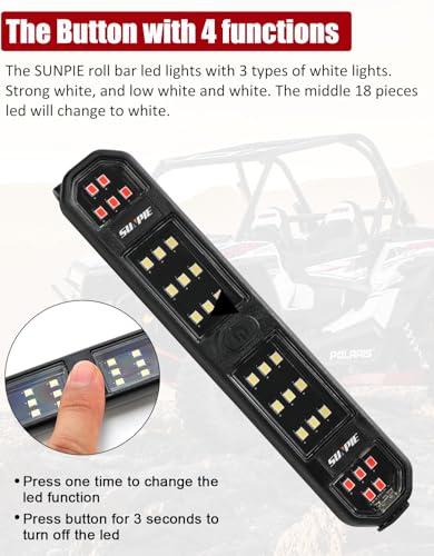 SUNPIE UTV Dome Light Battery Powered SXS Interior Lights Upgrade Button Wireless Roll Bar Magnetic LED Lighting for RZR Talon/Pioneer CanAm(All Model) Teryx/Mule Yamaha ATV SUV for Night Visibility - color: 1 PC of White and Red