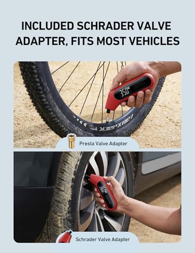 AstroAI Digital Tire Pressure Gauge 3-300PSI Calibrated to ANSI B40.7 Grade 2A (0.5%), Backlight and Flashlight, Presta Valve Adaptor Included, 4 Units, AAA Batteries, Red - color: Red, size: 1 Pack