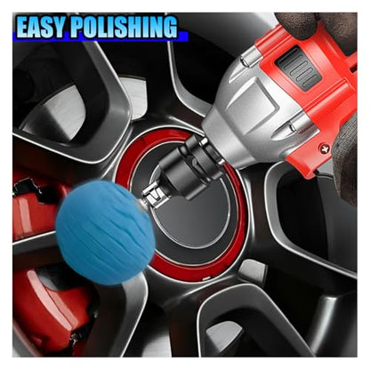 6PCS Car Drill Buffing Polishing Sponge Pads for Wheel Hub Cleaning - Car Cone Metal Polish Foam Sponge Buffing Polishing Balls for Auto Wheel Care&Detail Cleaning - Auto Buffer Polisher Kit