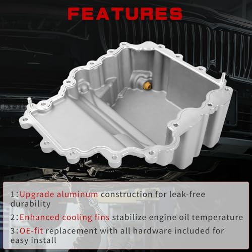 HL3Z-6675-A Upgraded Aluminum Engine Oil Pan Kit Compatible with Ford F-150 3.5L 2017-2019, F-150 3.3L 2018, Expedition 3.5L 2018-2019, Lincoln Navigator 3.5L 2018