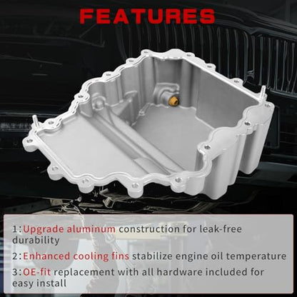 HL3Z-6675-A Upgraded Aluminum Engine Oil Pan Kit Compatible with Ford F-150 3.5L 2017-2019, F-150 3.3L 2018, Expedition 3.5L 2018-2019, Lincoln Navigator 3.5L 2018
