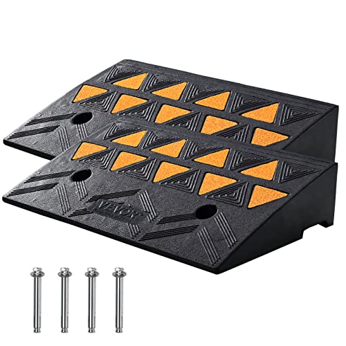 VEVOR Rubber Curb Ramp 2 Pack, 4.3" Rise Height Heavy-Duty 33069 lbs/15 T Capacity Threshold Ramps, Driveway Ramps with Stable Grid Structure for Cars, Wheelchairs, Bikes, Motorcycles - size: 4.3" H