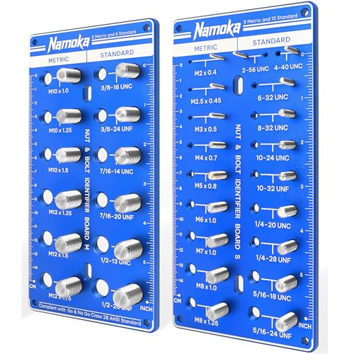 Thread Checker, 31-Size Dual-Panel Aluminum Gauge with 304 Stainless Steel Pins, SAE & Metric Nut and Bolt Size Finder, Heavy-Duty Fastener Identifier for Mechanics, DIY, Workshop - size: 31 Thread Checker-S02