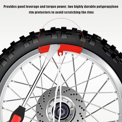 12.2 Inch Steel Tire Spoons Tool Set, 3 Heavy Duty Tire Spoon Levers with 2 Rim Protectors, Professional Tyre Changing Tools for Motorcycles Dirt Bikes Tractors Bicycles