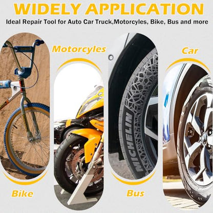 Kefly Air Tire Repair Kits, Wheel Polish Patch Tools, Includes 2500RPM Low Speed Air Tire Buffer, Tire Inner Liner Scrapper, Patch Roller, Tungsten Steel Buffing Wheel, and Precision Accessories