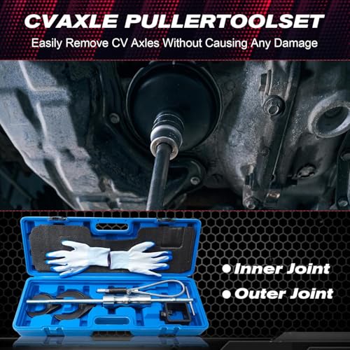 CV Axle Puller Tool with Heavy Duty Slide Hammer 8 pc CV Joint Removal Tool with 48mm & 63mm CV Joint Fork CV Axle Removal Tool with Outer CV Joint Adapter Steel Cable Adapter