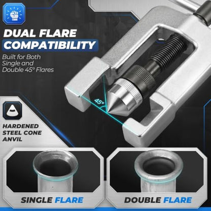 Flexzion Flaring Tool HVAC Kit for Copper Tubing - 45 Degree Single Flare & Swaging Tool Set, 1/8 to 3/4 Inch Pipe Tube Flaring Kit for HVAC, Refrigeration, Automotive & Plumbing with Carrying Case