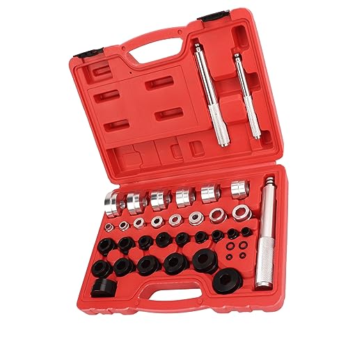 33pcs Master Bushing Driver Set, Metric and Standard SAE Bearing Seal Removal Installer Kit, Professional Wheel Bearing Race and Seal Bush Tool Set with 3 Drive Handles for Car Tru