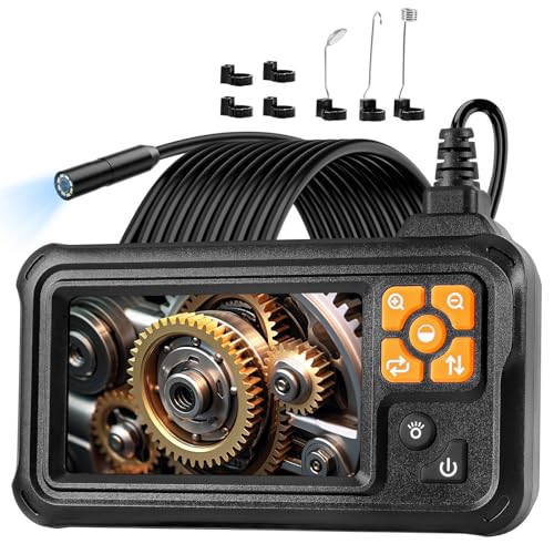 Endoscope Camera with Light, POLEDY 1080P HD Borescope, 8 Adjustable LED Light mit 4.3" IPS Screen Inspection, IP67 Waterproof 16.4ft Snake Camera, Semi-Rigid Cable Inspection - style: Single Lens 4.3"