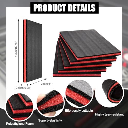 5 pcs Tool Box Foam 17.3x12x1 inch Tool Inserts for Cases Foam Sheets Box Organizer for Toolbox Cabinet Chest Drawer Storage Craft - size: 15.75x11x0.98inch