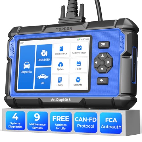 TOPDON AD600S OBD2 Scanner, 9 Reset Services, Lifetime Free Update, CAN FD | Diagnostic Tool, ABS SRS Transmission Engine Code Reader, Oil Reset, Brake/BMS/SAS/DPF/TPMS/ETS Reset, Injector Coding