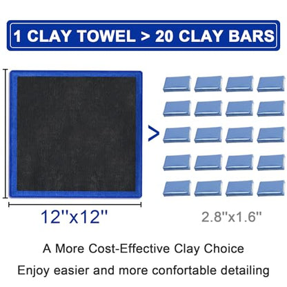 Clay Towel Auto Detailing 4 Pack - Fine Grade Microfiber Car Chamois Towel - DIY Detail Clay Bar Alternative(Blue) - color: Blue, size: 4 Pack