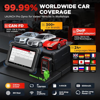 Launch X431 PRO Dyno 2026 Upgrade Bidirectional Scan Tool for 99.99% of Cars, ECU Coding, Active Tests, 38+ Services, All System Diagnostic Scanner, CAN-FD, FCA AutoAuth, 2 Years Free Update