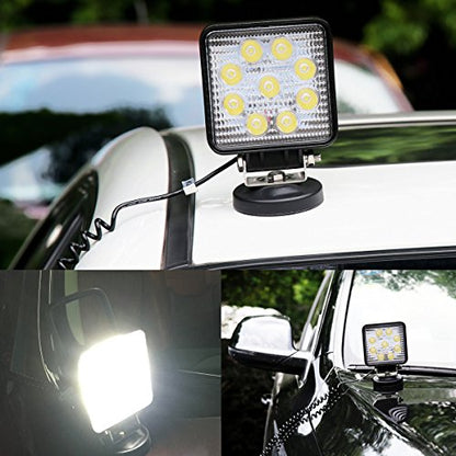 27W Portable LED Work Light Flood Lamp with Magnetic Base for Car, Off-Road, Truck, Boat, Tractor, Truck, Engineering Vehicle, Maintenance, Camping Light DC 9-32V