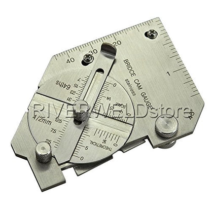 RIVERWELD Bridge Cam Gauge Test Ulnar High-Low Misalignment | Checks Depth of Undercut Pitting Fillet Weld Length Throat Size Angle of Preparation - style: bridge cam gage