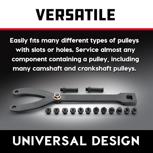 Powerbuilt Universal Pulley Holder Tool Kit, Hold Pulleys Servicing Vehicle Belts, Water Pumps, Camshafts, Crankshafts, Clamp - 647876 - style: 16 Piece