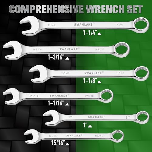 SAE Wrench Set, Large Wrench Set, 6-Piece 15/16″, 1", 1-1/16", 1-1/8", 1-3/16", 1-1/4" Long Big Box End Wrenches Tools Set with Rolling Pouch, 12 Point Combination Wrenches Sets - style: 6PCS SAE