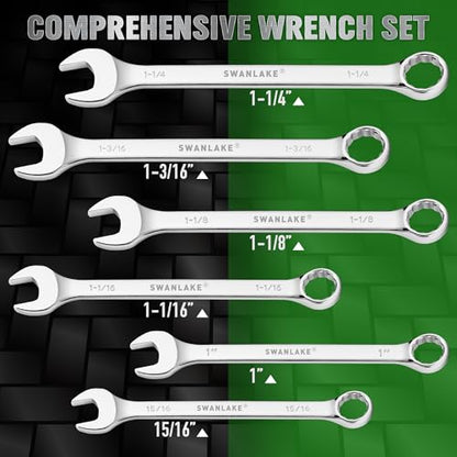 SAE Wrench Set, Large Wrench Set, 6-Piece 15/16″, 1", 1-1/16", 1-1/8", 1-3/16", 1-1/4" Long Big Box End Wrenches Tools Set with Rolling Pouch, 12 Point Combination Wrenches Sets - style: 6PCS SAE