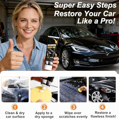 Car Scratch Remover for Vehicles, Upgrade Scratch Removal Wax & Swirl Remover with Wipe Sponge, Paint Restorer & Clear Coat Car Polishing Compound Kit, Easy to Use for All Paint Colors, 2Pcs