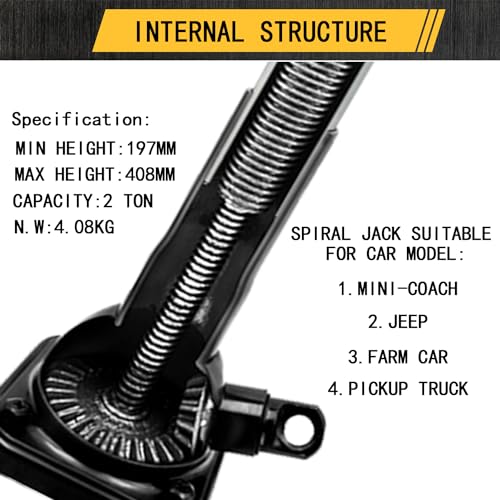 Car Jack 2 Ton Capacity for Pickup Truck 7.76”-16” | Screw Jacks for Car Lift , Spiral Jacks Fit for Ford F150 Truck Chevy Silverado Dodge Ram 1500 - size: 16 inch