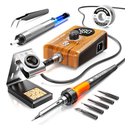 90W Digital display soldering station, stable knob control, independent switch power supply, tin wire, tin absorber, anti-static tweezers, 5 soldering iron tips, handle fixed bracket - color: 968d