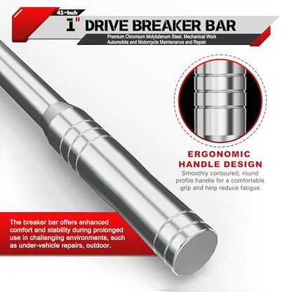 41-Inch 1” Drive Breaker Bar, Heavy Duty Extension Breaker Bar, 250° Rotatable Head, Premium Chromium Molybdenum Steel, Mechanical Work, Automobile and Motorcycle Maintenance and Repair - size: 1" 41 in